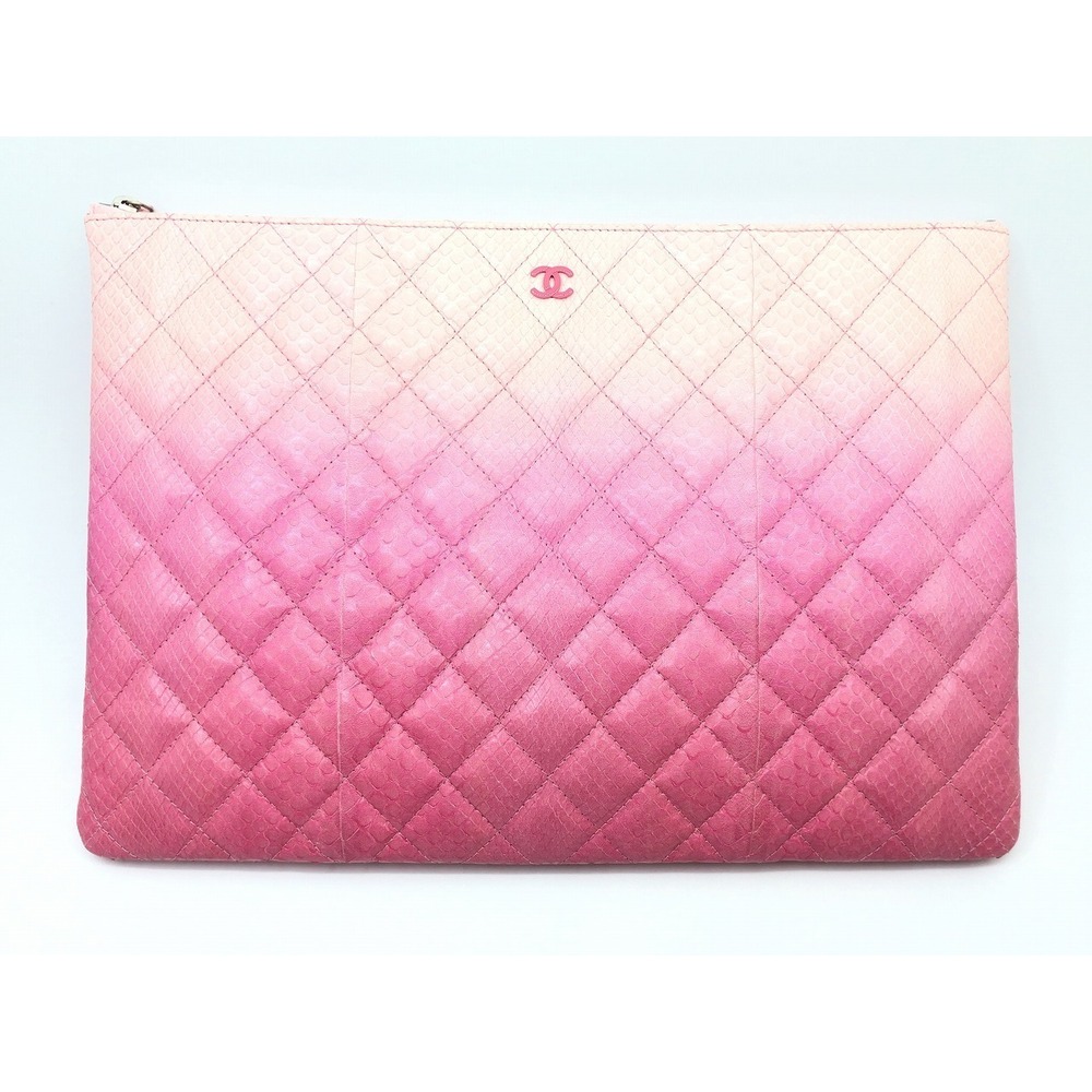 CHANEL Clutch Bag Python Pink